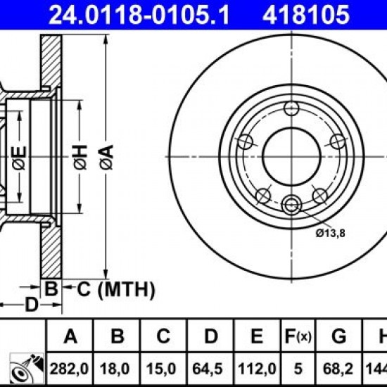 24.0118-0105.1 701615301B ΔΙΣΚΟΠΛΑΚΕΣ ΕΜΠ. 282mm