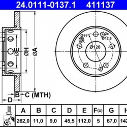 24.0111-0137.1 2014211212 ΔΙΣΚΟΠΛΑΚΕΣ ΕΜΠ. 262mm