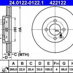 24.0122-0122.1 34111160915 ΔΙΣΚΟΠΛΑΚΕΣ ΕΜΠ. 260mm