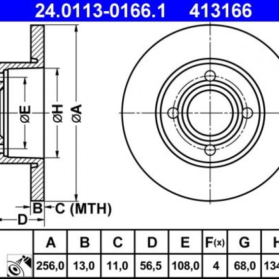 24.0113-0166.1 895615301 ΔΙΣΚΟΠΛΑΚΕΣ ΕΜΠ. 256mm