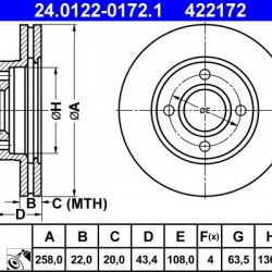 24.0122-0172.1 1148202 ΔΙΣΚΟΠΛΑΚΕΣ ΕΜΠ.258mm