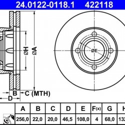 24.0122-0118.1 443615301A ΔΙΣΚΟΠΛΑΚΕΣ ΕΜΠ. 256mm