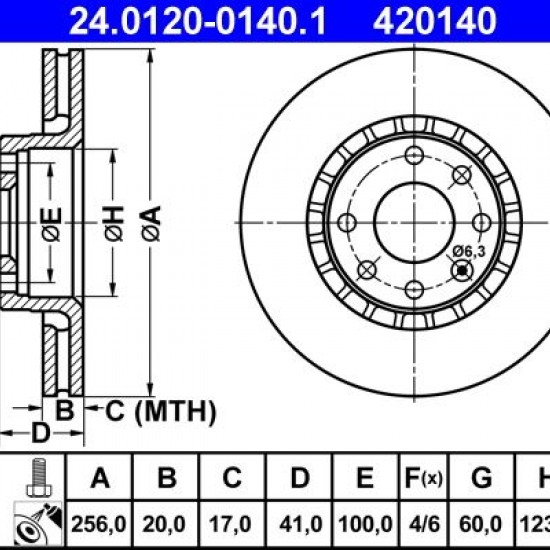 24.0120-0140.1 569046 ΔΙΣΚΟΠΛΑΚΕΣ ΕΜΠΡ. 256mm