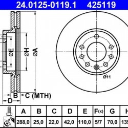 24.0125-0119.1 569056 ΔΙΣΚΟΠΛΑΚΕΣ ΕΜΠΡ. 288mm