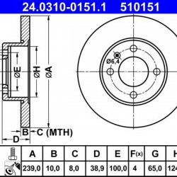 24.0310-0151.1 811615301B ΔΙΣΚΟΠΛΑΚΕΣ ΕΜΠΡ. ΧΑΡΑΚ. 239mm