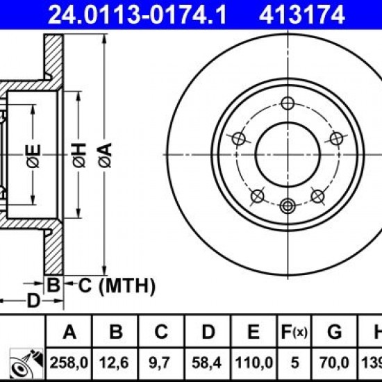 24.0113-0174.1 569040 ΔΙΣΚΟΠΛΑΚΕΣ ΕΜΠΡ. 258mm