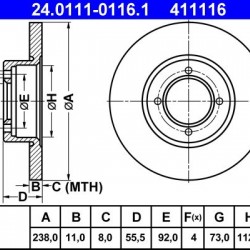 24.0111-0116.1 569041 ΔΙΣΚΟΠΛΑΚΕΣ ΕΜΠΡ. 238mm
